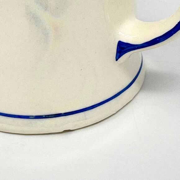 Vintage 1946 Czechoslovakian Lusterware Pitcher Blue Rim and Handle - Picture 7 of 7